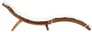 vidaXL Leżak z poduszką, lite drewno akacjowe, kremowy - Leżaki ogrodowe - miniaturka - grafika 2