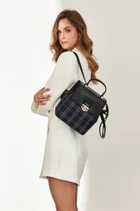 David Jones Plecak damski z frontem w kratę zamykany klapką, eko skóra - Plecaki - miniaturka - grafika 4