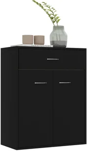 vidaXL Szafka, czarna, 60 x 30 x 75 cm, płyta wiórowa - Szafki do salonu - miniaturka - grafika 5