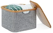 Noże kuchenne - Relaxdays kosz do przechowywania materiału, tkanina pudełko do przechowywania z pokrywką, kosz na regał Szary, Box, wys. x szer. x gł.: 25 x 33 x 33 cm, Grey 10022145 - miniaturka - grafika 1