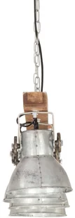 vidaXL Industrialna lampa sufitowa, srebrna, E27, drewno mango 320521 - Lampy sufitowe - miniaturka - grafika 13