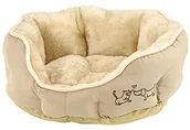 Legowiska dla psów - Dehner Sammy łóżko dla psów i kotów, owalne, ok. 45 x 40 x 14 cm, poliester, kolor beżowy - miniaturka - grafika 1