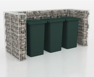 vidaXL vidaXL Kosz gabionowy trzyczęściowy, stalowy, 250x100x120 cm - Kosze na śmieci - miniaturka - grafika 3