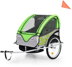 vidaXL Rowerowa przyczepka dla dzieci/wózek 2-w-1 Zielono-szara - Przyczepki rowerowe - miniaturka - grafika 3