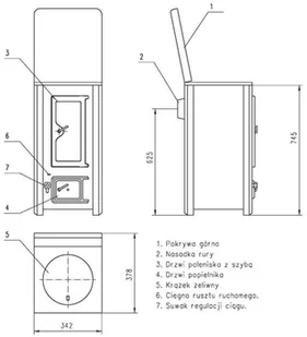 227 22774591 Piec grzewczy 4,5kW Płomień 1/S na drewno 74591-uniw - Piece wolnostojące - miniaturka - grafika 2