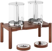 Wyposażenie lokali gastronomicznych - Royal Catering Dyspenser do soków 2 x 7 l system chłodzenia ciemna drewniana podstawa RCSD-2W3 - miniaturka - grafika 1