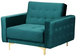 Beliani Fotel welurowy zielony ABERDEEN - Fotele - miniaturka - grafika 3