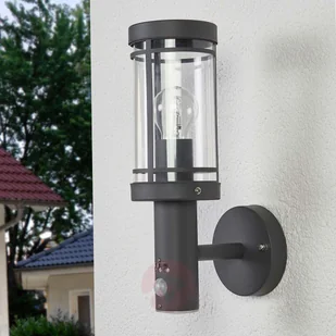 LAMPENWELT.COM Lampa ścienna Djori z czujnikiem ruchu, zewnętrzna - Lampy ogrodowe - miniaturka - grafika 2