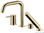 Baterie wannowe i prysznicowe - Oltens Oltens Molle bateria wannowo-prysznicowa kompletna 4-otworowa złota 34200800 - miniaturka - grafika 1