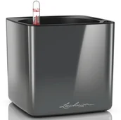 Donice - Lechuza Donica stołowa CUBE Glossy 16 ALL-IN-ONE, kolor węgla, połysk - miniaturka - grafika 1