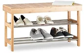 Szafki na buty - Relaxdays regał na buty o powierzchni siedziska, szafka na buty f. 6 par butów, ławka m. przestrzeni dyskowej HBT.: 43 x 74 x 30 cm, bambus, naturalny, 30 x 74 x 43 cm 5 kg 10021566 - miniaturka - grafika 1
