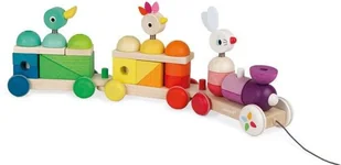 Janod Pociąg z klockami i zwierzątkami do ciągnięcia J08202 - Pociągi dla dzieci - miniaturka - grafika 7