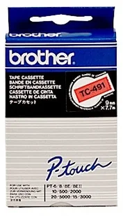 Brother TC491 Taśma Laminowana - czarny nadruk na czerwonym tle, 9mm - Etykiety do drukarek - miniaturka - grafika 3