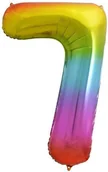Balony i akcesoria - GoDan Balon foliowy cyfra 7, 34", tęczowy HS-C34T7 - miniaturka - grafika 1