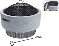 Paleniska ogrodowe - Koopman ProGarden Palenisko z kratką grillową, okrągłe, jasnoszare, 52x18,5 cm - miniaturka - grafika 1