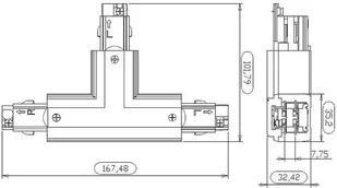 Paulmann ProRail3 łącznik T uziem prawy Czarny 230V metal/tworzywo sztuczne 3-faz PL91381) PL91381 - Akcesoria do oświetlenia - miniaturka - grafika 2