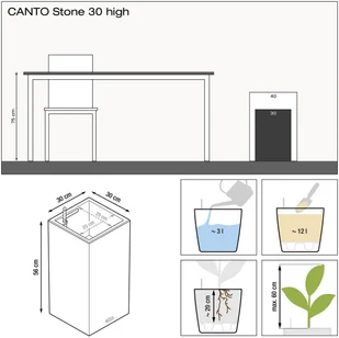 Lechuza Donica CANTO Stone Kolumna 30 biały kwarcowy CANTO S. KOL 30 KWAR - Donice - miniaturka - grafika 3