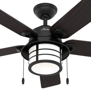 HUNTER Hunter Santorini wentylator z lampą, drewno/czarny - Wentylatory sufitowe - miniaturka - grafika 5