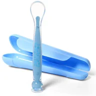 Sztućce dla dzieci - BabyOno Łyżeczka dla dziecka w etui z przyssawką niebieska NN-ABO-BHLN-001 - miniaturka - grafika 1