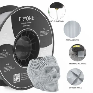 ERYONE ERYONE PLA Filament for 3D Printer 1.75mm Tolerance 0.03mm 1kg (2.2LBS)/Spool - Agate Grey 795743EUDF - Filamenty i akcesoria do drukarek 3D - miniaturka - grafika 4