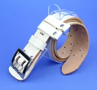 Paski - WIREX (PL) Wojskowy Pas Męski Skórzany OFICER RUBIN (PL) Skóra Licowa BIAŁY Super Wytrzymały Z Płytką I Przeszyciami P140 XXL - miniaturka - grafika 1