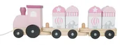 Samochody i pojazdy dla dzieci - JaBaDaBaDo pociąg drewniany z klockami - różowy - miniaturka - grafika 1