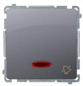 Wyłączniki światła i elektryczne - Kontakt Kontakt_Simon Przycisk dzwonek z podświetleniem (moduł) 10AX. 250V. szybkozłącza srebrny mat BMD1L.01/43 - miniaturka - grafika 1