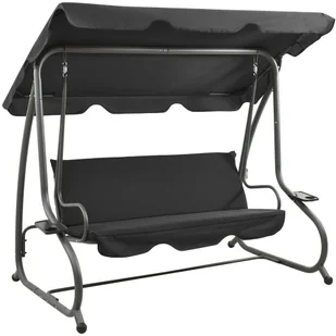 vidaXL Huśtawka ogrodowa z baldachimem antracytowa 313339 - Huśtawki - miniaturka - grafika 3