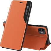 Etui i futerały do telefonów - Hurtel Eco Leather View Case elegancki futerał etui z klapką i funkcją podstawki iPhone 13 Pro pomarańczowy - miniaturka - grafika 1