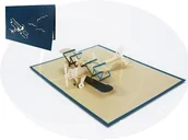 Modele do sklejania - Lin lin kartki POP UP 3d karty karty kart okolicznościowych, urodziny kartki z życzeniami, prawo jazdy pilot samolot, dwukomorowa 146 - miniaturka - grafika 1