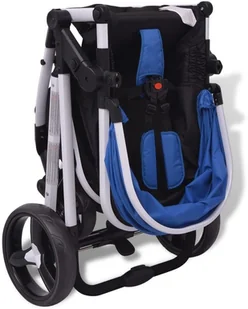 vidaXL Wózek wielofunkcyjny 3w1 aluminium niebieski i czarny - Wózki dziecięce - miniaturka - grafika 12