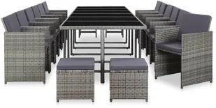 vidaXL 17-cz. zestaw mebli do ogrodu z poduszkami, rattan PE, antracyt - Meble ogrodowe - miniaturka - grafika 3