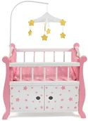 Akcesoria dla lalek - Bayer Chic łóżeczko z miejscem do przechowywania różowe gwiazdki - miniaturka - grafika 1