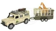 Samochody i pojazdy dla dzieci - Hipo Pozostali Land Rover Defender Safari z Przyczepą do Transportu Żyrafy + Figurka Żyrafy 521723 - miniaturka - grafika 1