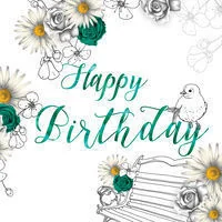 Clear Creations Karnet urodzinowy z kryształkiem Swarovskiego, turkusowe kwiaty - Kartki okolicznościowe i zaproszenia - miniaturka - grafika 3