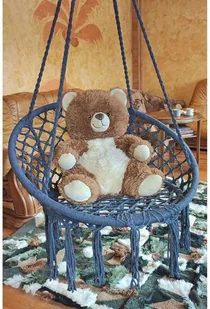 SASKA GARDEN Hamak ażurowy fotel wiszący 80x60cm luxe z poduszką szary 1026954 - Fotele ogrodowe wiszące - miniaturka - grafika 28