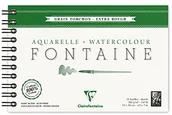 Podobrazia, bloki, papiery - Clairefontaine 96319 °C akwarela bloku Fontaine (z podwójnym zamkiem spirala, 12 kartek, grube ziarno-Torchon, 100% szmat, idealnie nadaje się do cięcia na mokro drzeworytami, 300 G, 12 x 18 cm) Biały 96319C - miniaturka - grafika 1