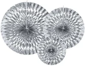 Dekoracje sali - PartyDeco Rozeta wisząca "Classic", srebrne, 3 szt RPK12-018M - miniaturka - grafika 1