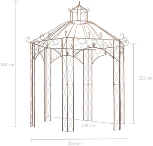 vidaXL Pawilon ogrodowy, antyczny brąz, 3 m, żelazo - Pawilony ogrodowe - miniaturka - grafika 6