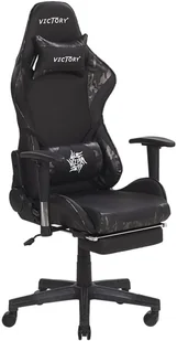 Beliani Krzesło biurowe regulowane ekoskóra czarne VICTORY - Fotele gamingowe - miniaturka - grafika 2