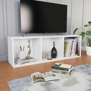 vidaXL Regał na książki/szafka TV biały 36x30x114 cm płyta wiórowa 800135 - Regały - miniaturka - grafika 4