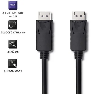 Qoltec Kabel DisplayPort v1.2 męski | DisplayPort v1.2 męski | 4K | 1m 50371 - Kable komputerowe i do monitorów - miniaturka - grafika 2