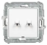 Wyłączniki światła i elektryczne - Karlik Łącznik jednobiegunowy ze schodowym Mini MWPUS-10.21 w stylu amerykańskim dwa klawisze bez piktogramów osobne zasilanie biały - miniaturka - grafika 1
