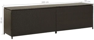 vidaXL Skrzynia ogrodowa z polirattanu, 200 x 50 x 60 cm, brązowa vidaXL - Pozostałe meble ogrodowe - miniaturka - grafika 9