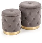 Pufy i podnóżki - Zestaw dwóch puff POLLY Halmar Szary tapicerowany [Wysyłka 2020-07-28] V-CH-POLLY-PUFA-POPIEL - miniaturka - grafika 1