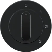 Wyłączniki światła i elektryczne - Hager sp. z o.o. R.1/R.3 Płytka czołowa z pokrętłem do łącznika 3-pozycyjnego z pozycją zerową, czarny, połysk 1096204500 - miniaturka - grafika 1