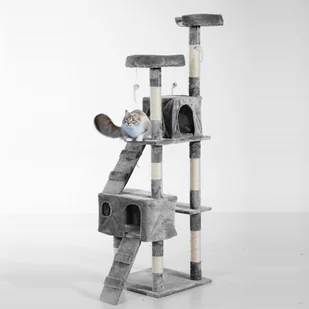 Homcom PawHut drapak dla kota, sizalowy, szary, 50x50x170 cm D30-050GY - Drapaki dla kotów - miniaturka - grafika 2