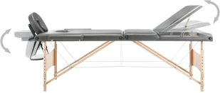 VidaXL Stół do masażu z 3 strefami, drewniana rama, antracyt, 186x68cm 110172         VidaXL - Stoły i łóżka do masażu - miniaturka - grafika 3