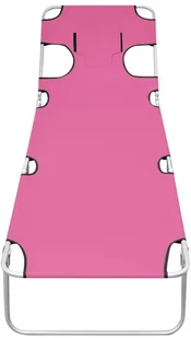 vidaXL Składany leżak z podgłówkiem, stal, różowy 310333 - Leżaki ogrodowe - miniaturka - grafika 4