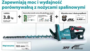 Makita akumulatorowe nożyce do żywopłotu 18V Li-Ion 2x5,0Ah, długość cięcia 60cm, [DUH601PTE] DUH601PTE - Nożyce do żywopłotu - miniaturka - grafika 5